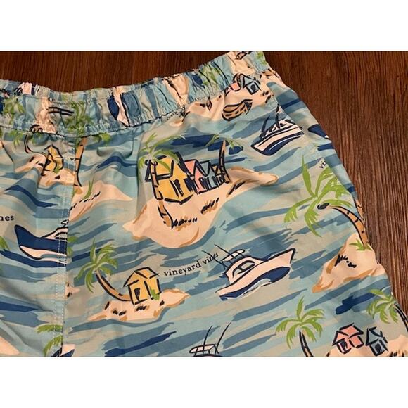 Vineyard Vines Men's Surf Swim Trunks Size XL Blue Watercolor Print - Picture 3 of 5